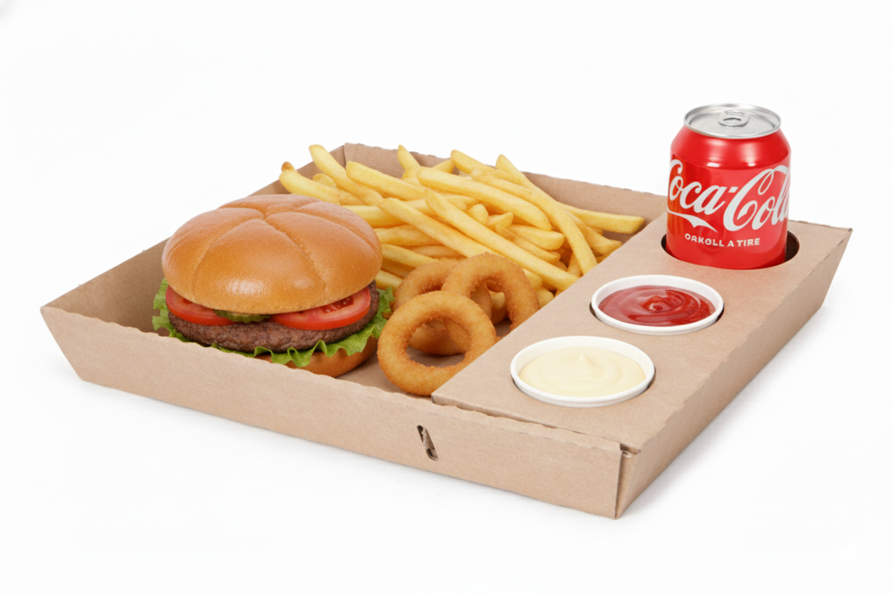 מגש קרטון חום עם 3 חורים