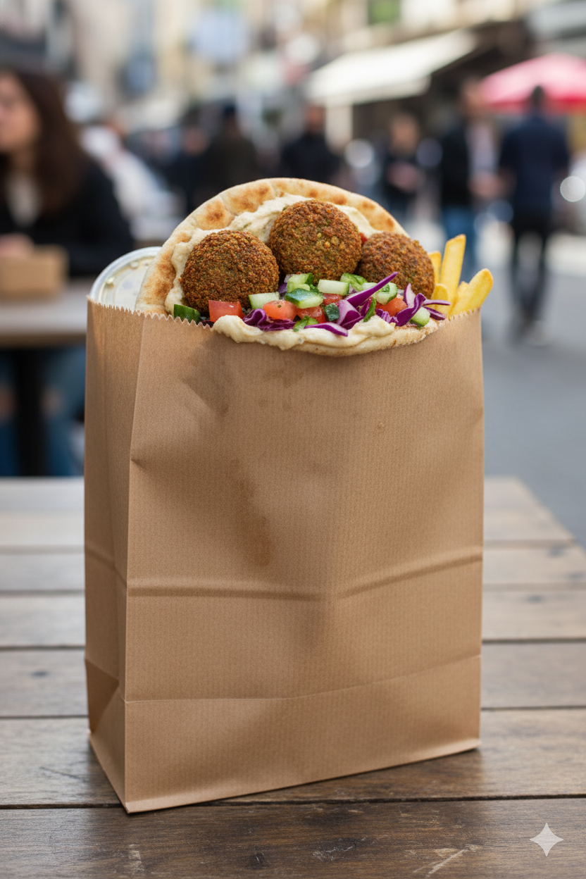 שקית מנייר חום במידה 17/22 ס"מ - פלאפל גדול